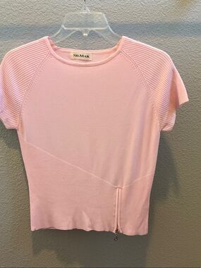Pink Short-Sleeve Knit Top